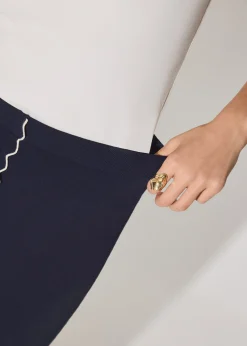 Knit Scallop Edge Column Midi Skirt