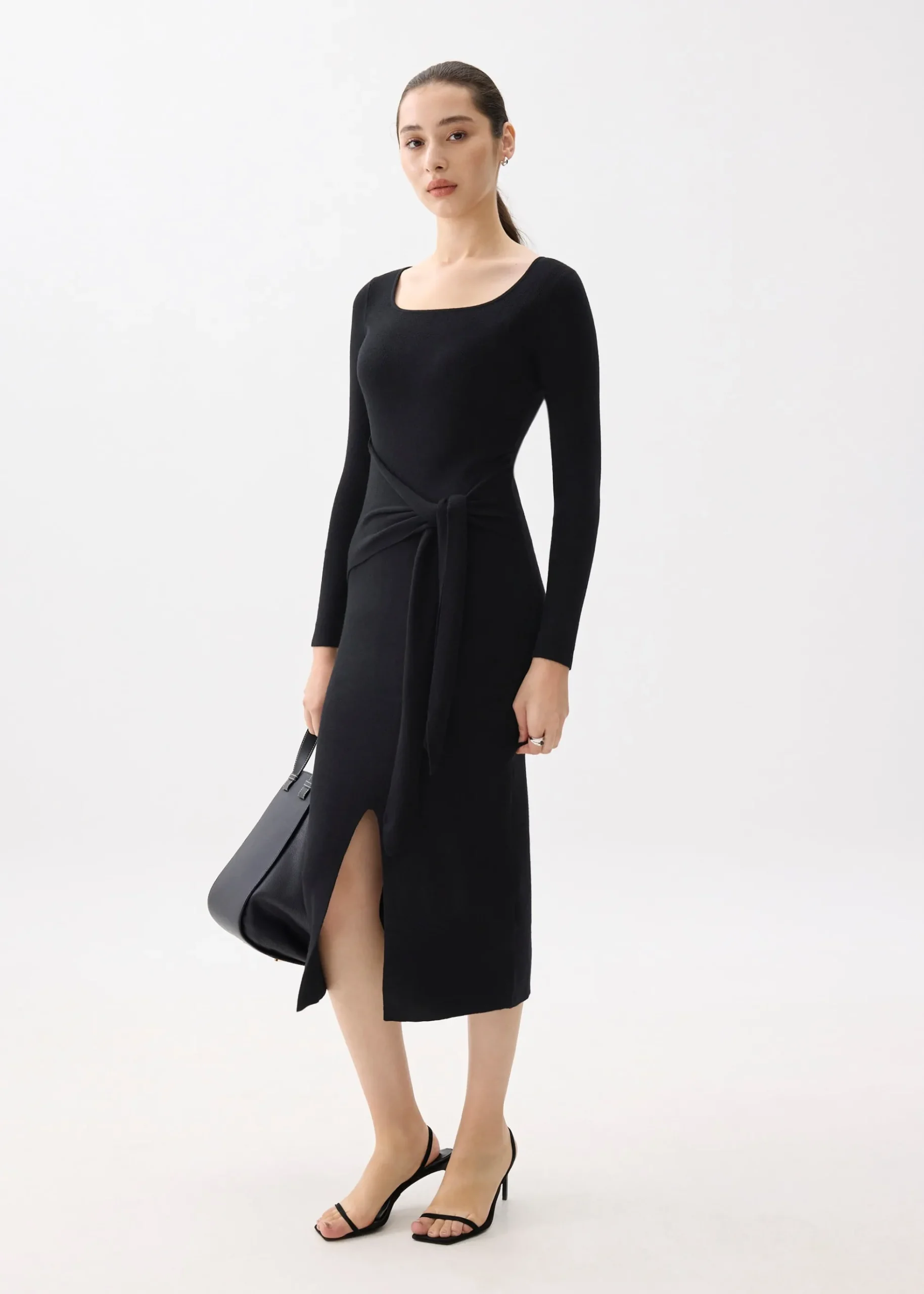 Knit Square Neck Bodycon Midaxi Dress