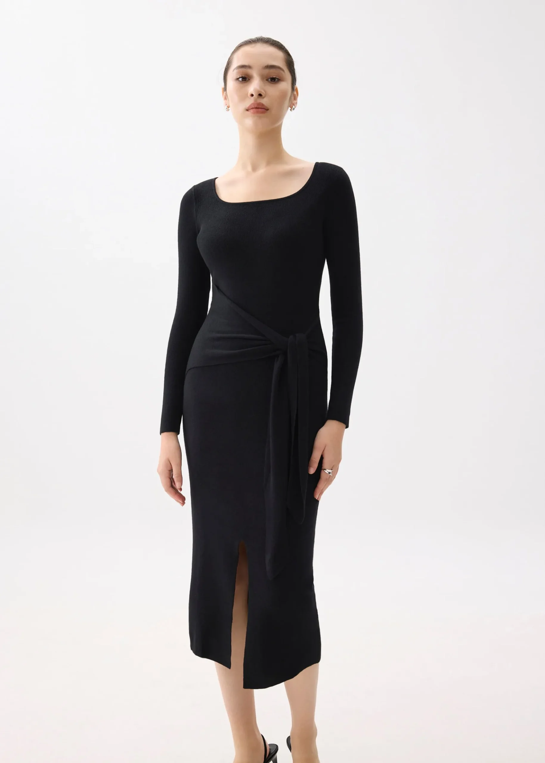 Knit Square Neck Bodycon Midaxi Dress