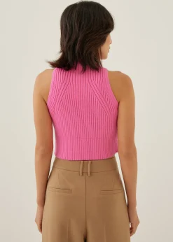 Knit Turtleneck Crop Tank Top