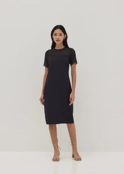 Kristen Round Neck Column Midi Dress