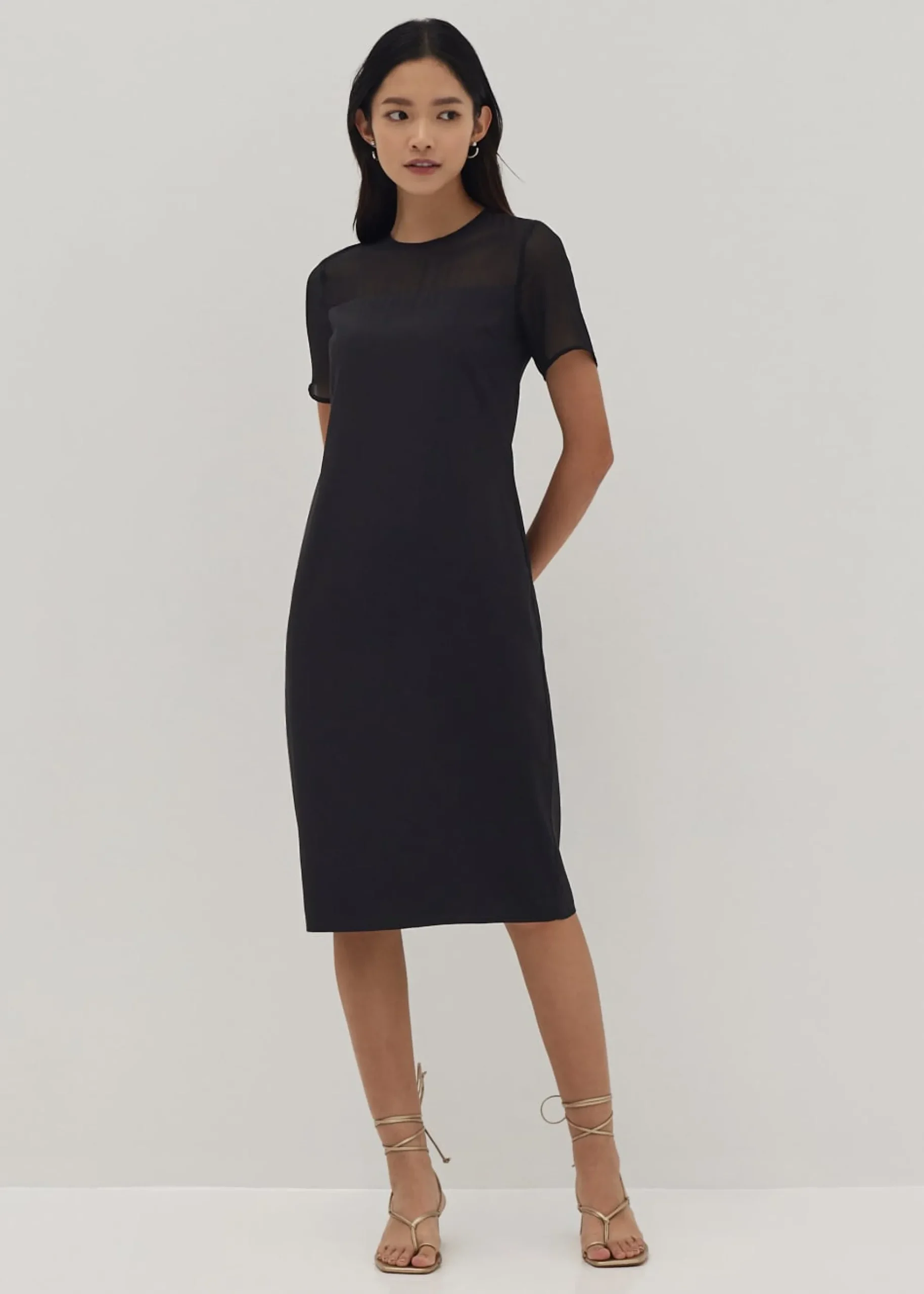 Kristen Round Neck Column Midi Dress