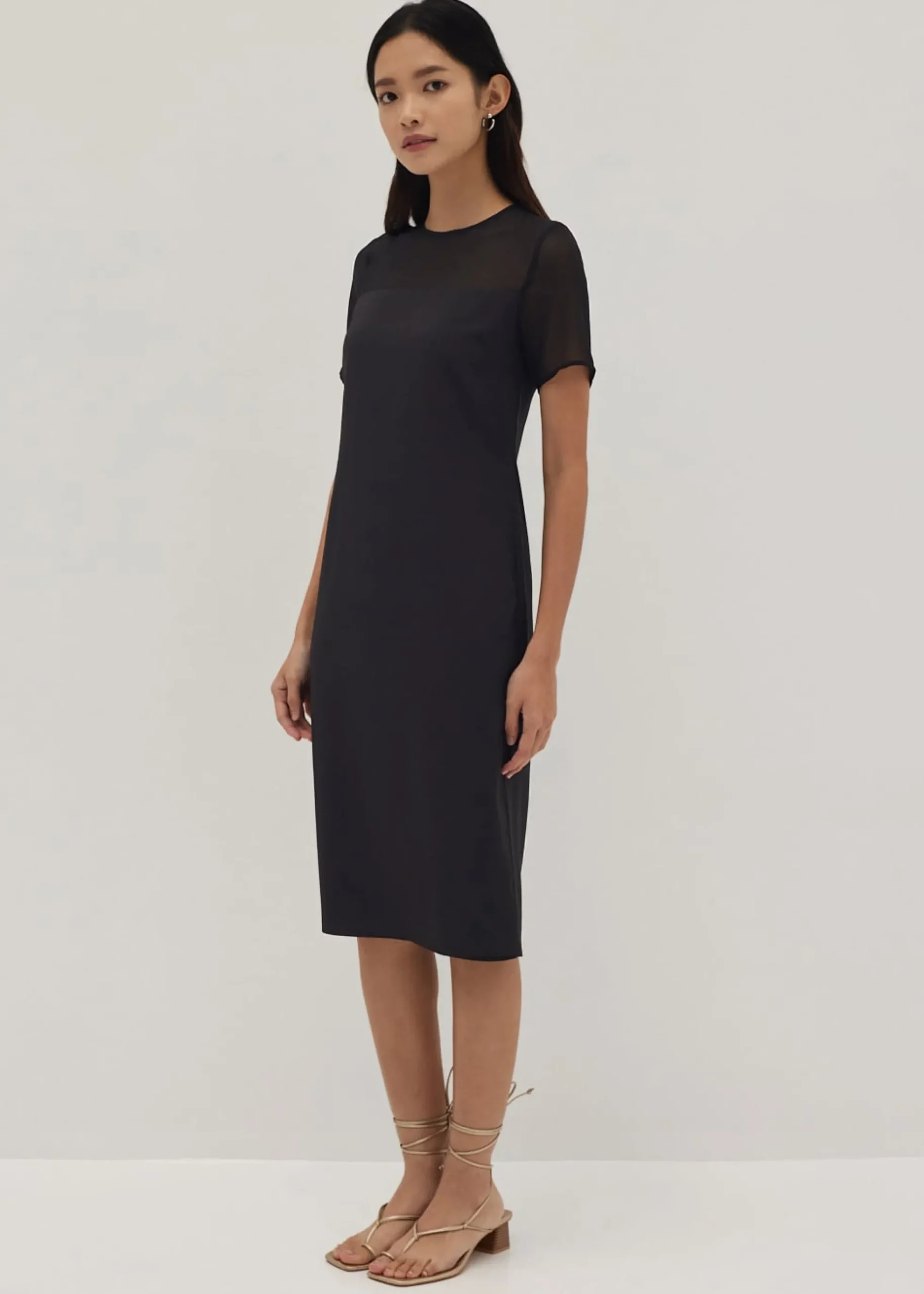 Kristen Round Neck Column Midi Dress
