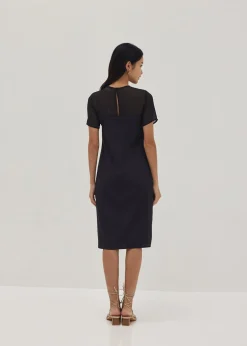 Kristen Round Neck Column Midi Dress