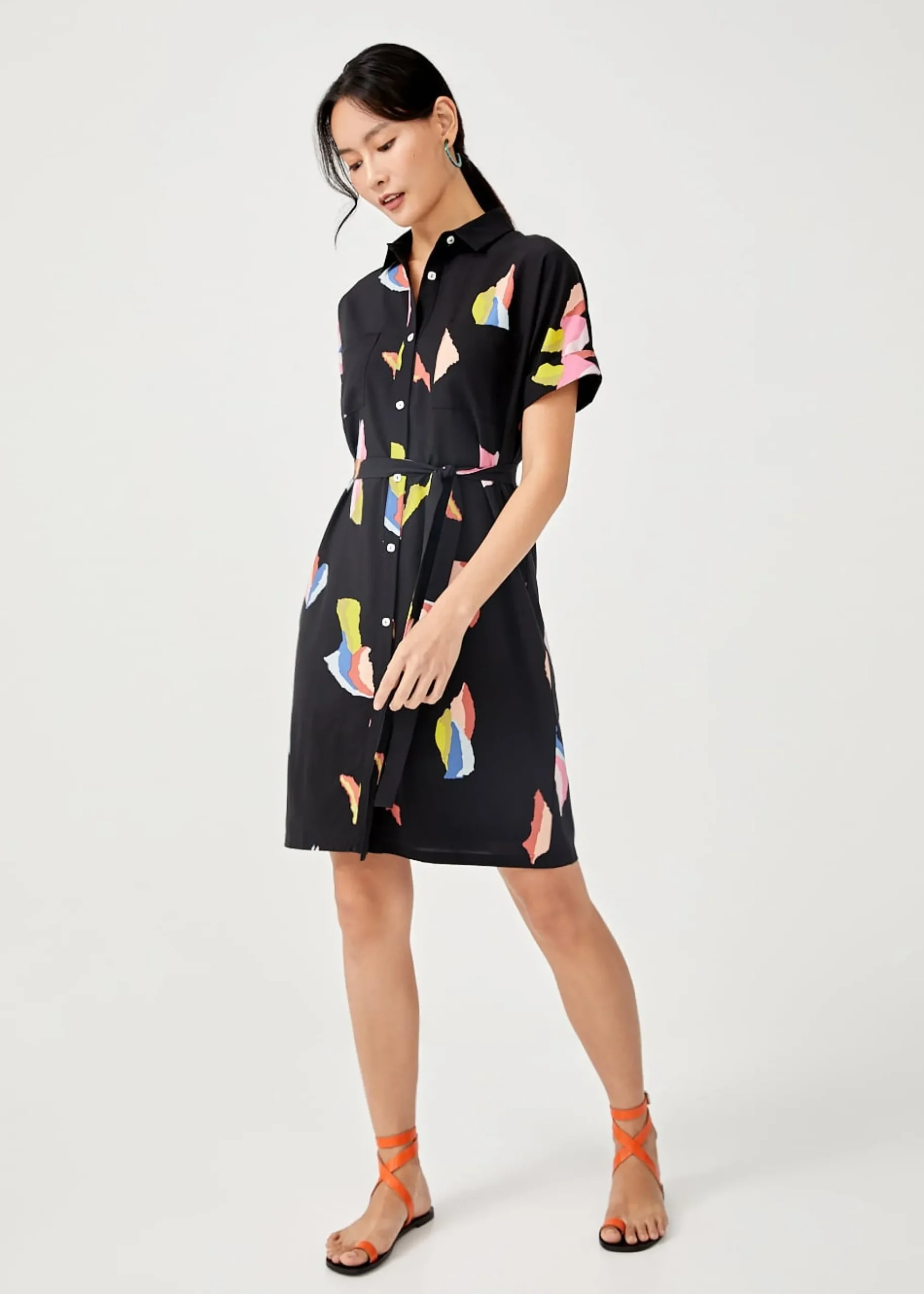 Kyleigh Printed Button-down Shirt Dress