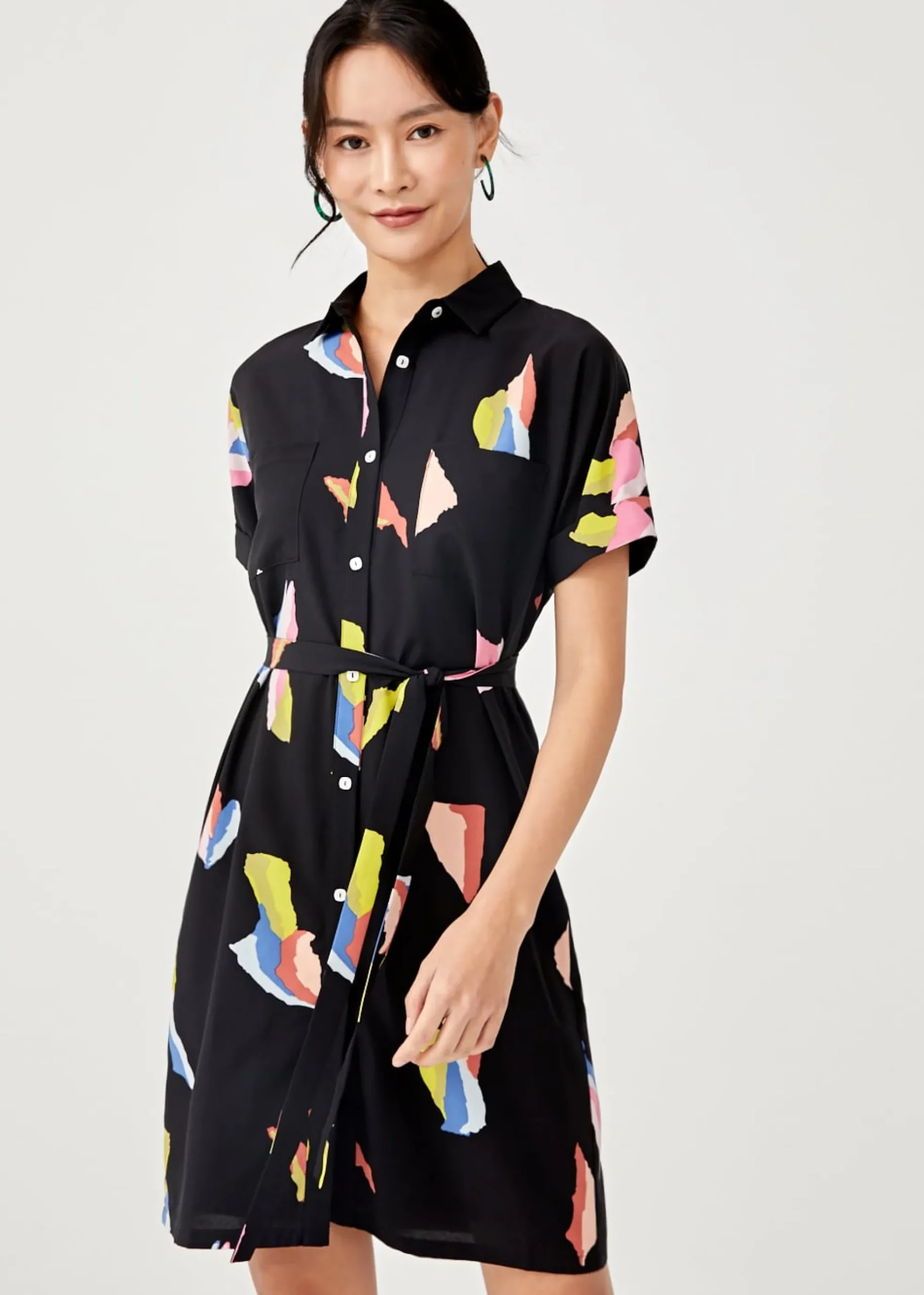 Kyleigh Printed Button-down Shirt Dress