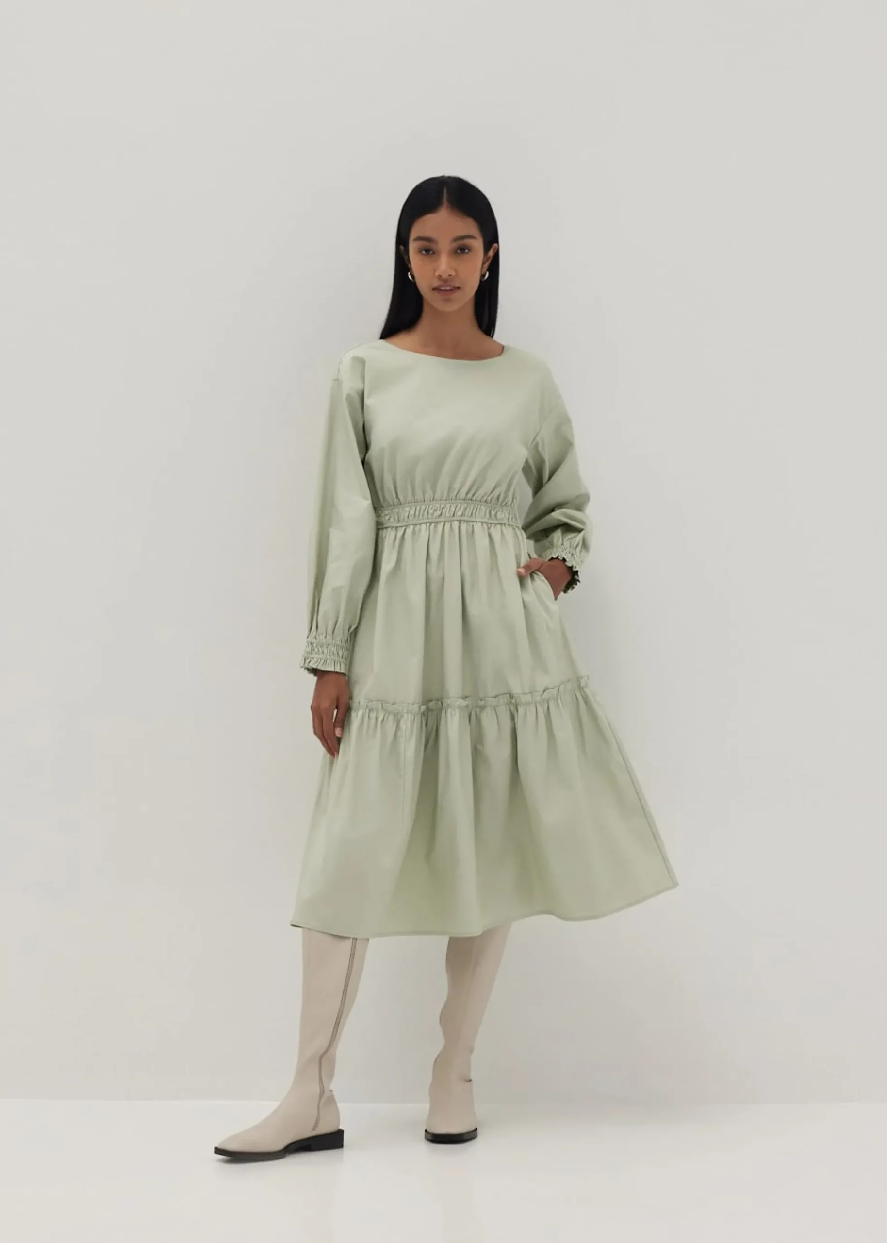 Kyline Tiered Ruched Midi Dress