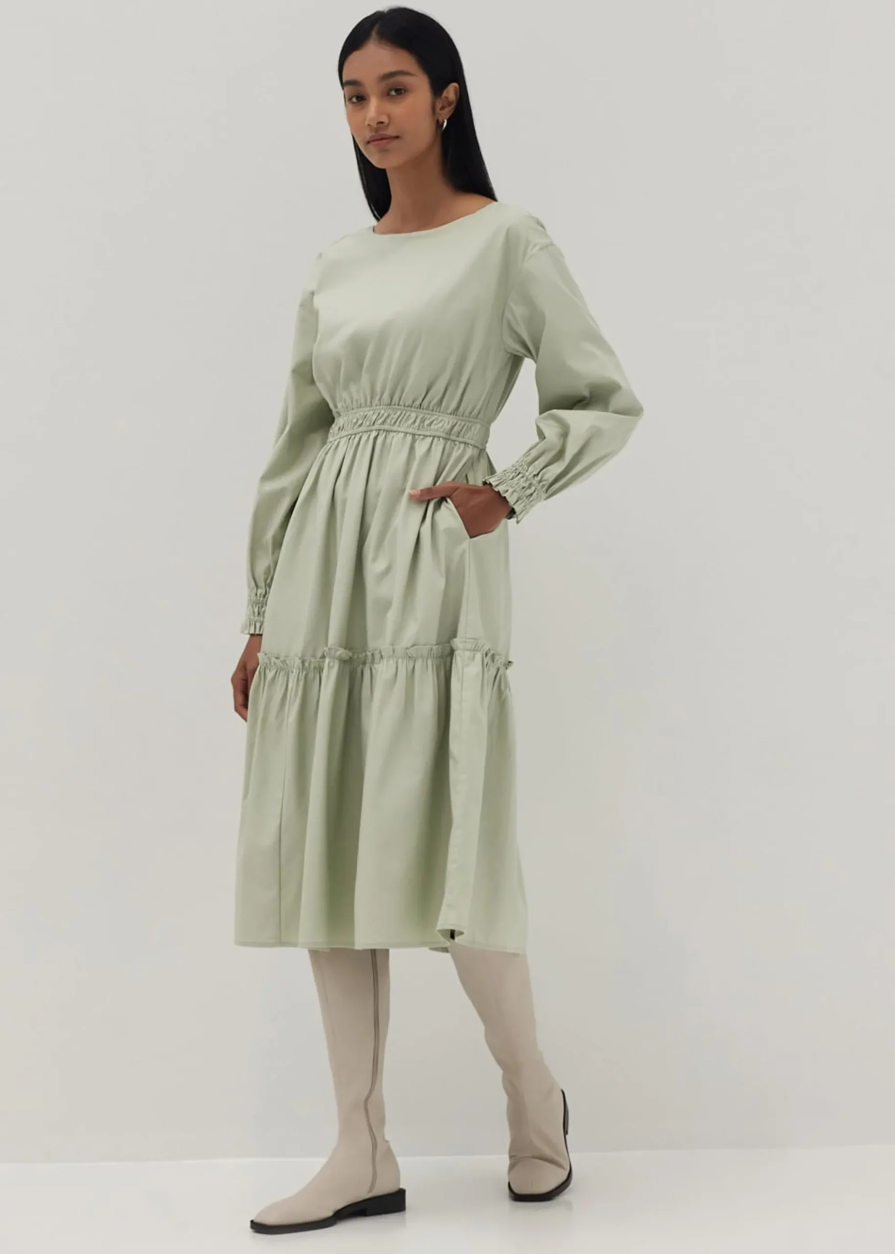 Kyline Tiered Ruched Midi Dress