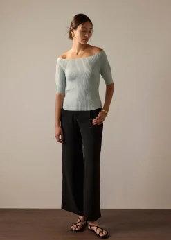 Kyo Ribbed Knit Fitted Top