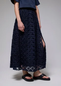 Lace High Waist Flare Maxi Skirt