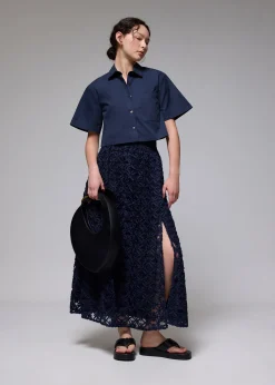 Lace High Waist Flare Maxi Skirt