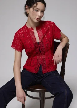 Lace Round Neck Fit & Flare Top
