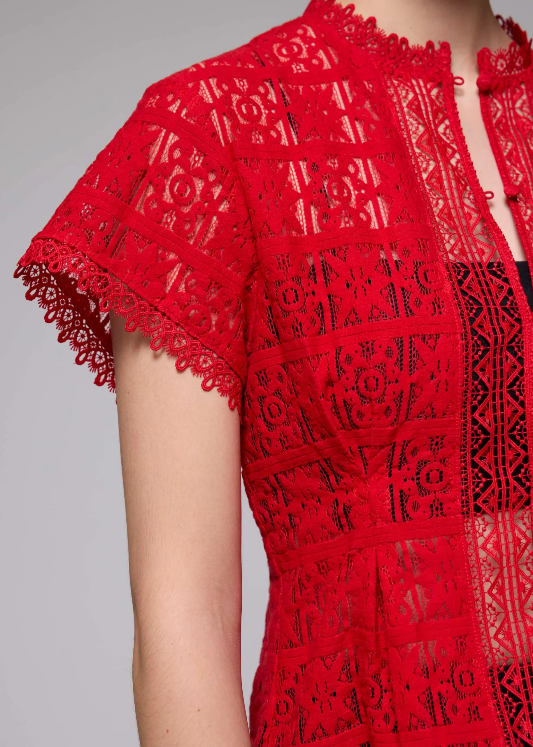 Lace Round Neck Fit & Flare Top