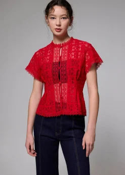 Lace Round Neck Fit & Flare Top