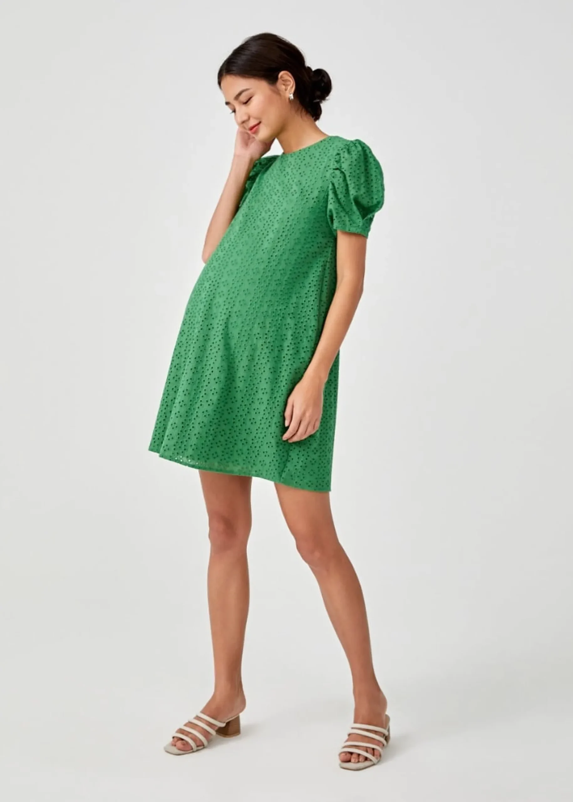 Lachelle Maternity Broderie Anglaise Puff Sleeve Dress