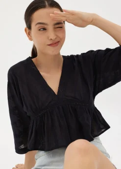 Laila Broderie Peplum Top