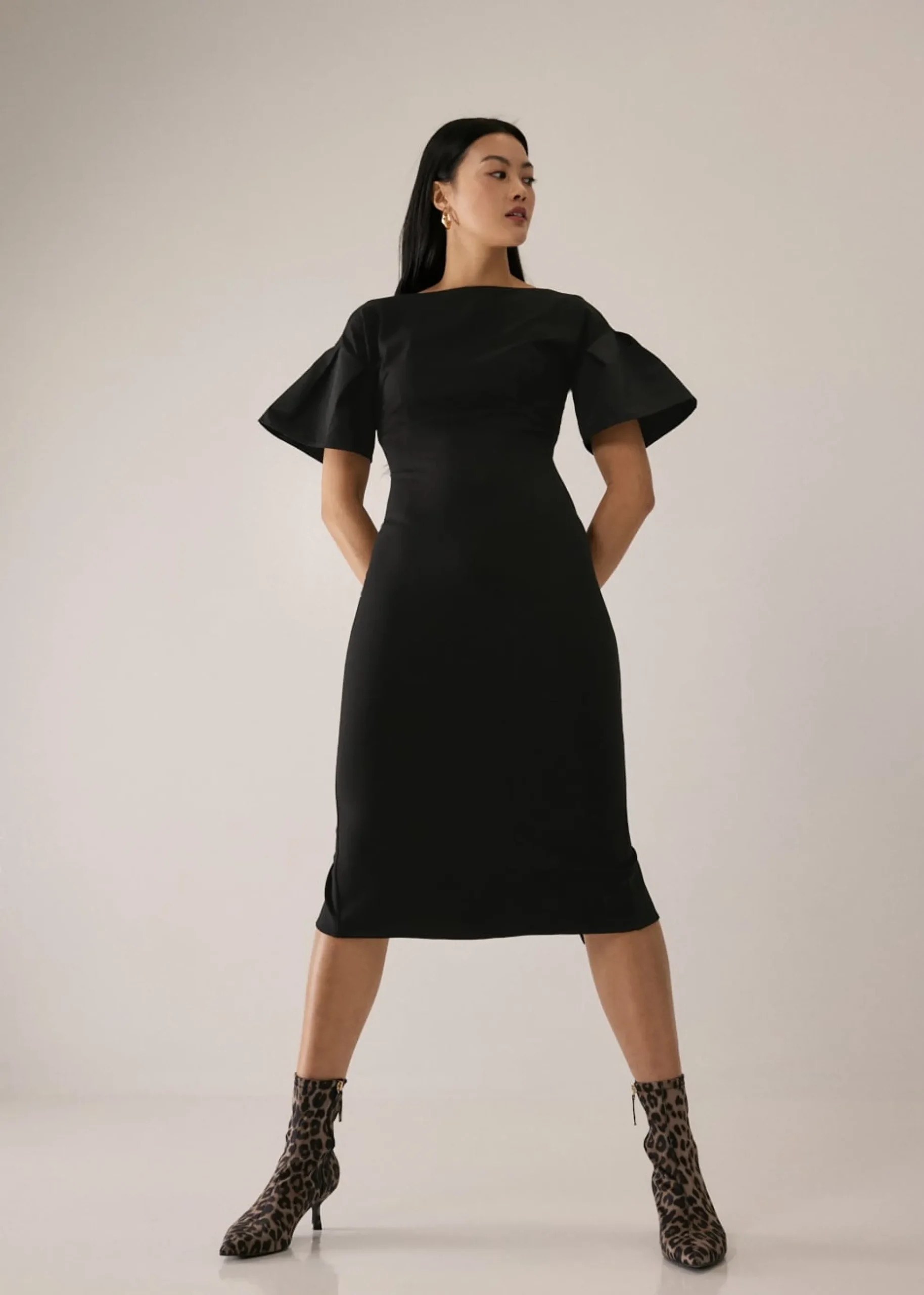 Lalaine Contrast Fabric Dress