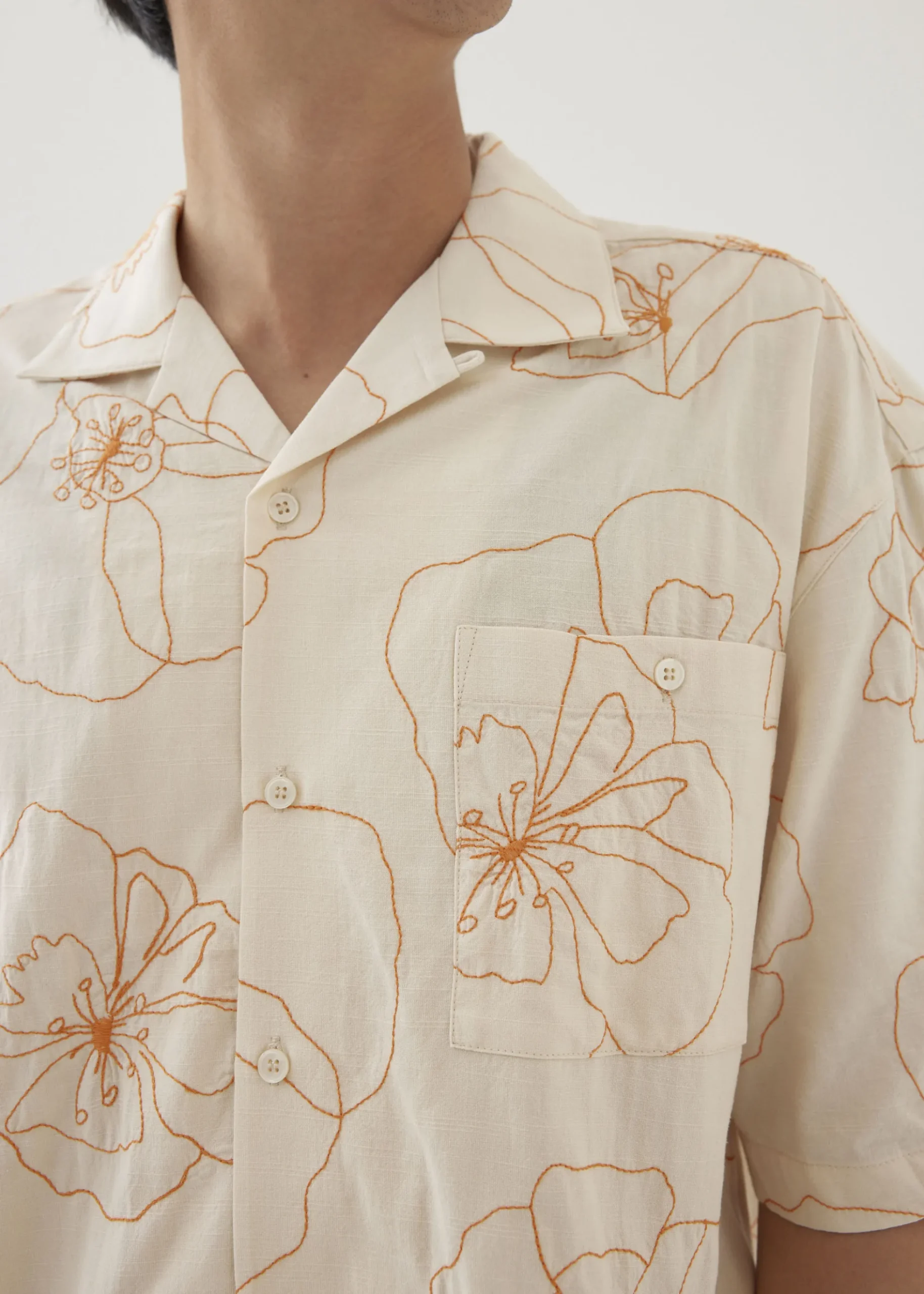 Lance Unisex Embroidered Collared Shirt in Rekindled Blooms