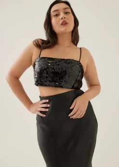 Lanley Padded Sequin Crop Camisole Top