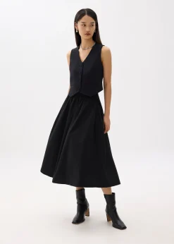 Lara Elastic Reversible Pleated Midi Skirt