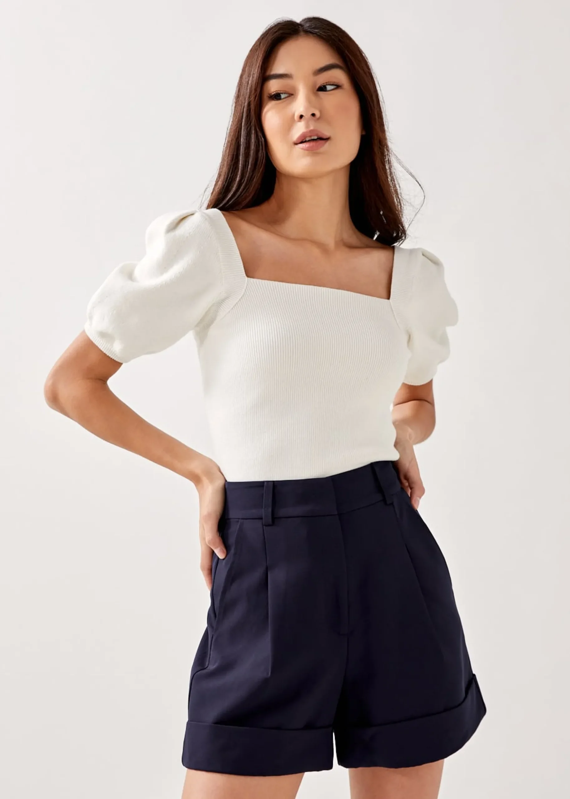 Laria Square Neck Knit Top