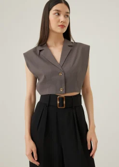 Larsie Tailored Linen Cropped Shirt