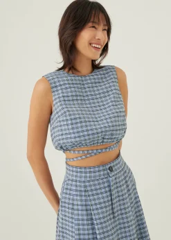 Larson Textured Gingham Crop Top