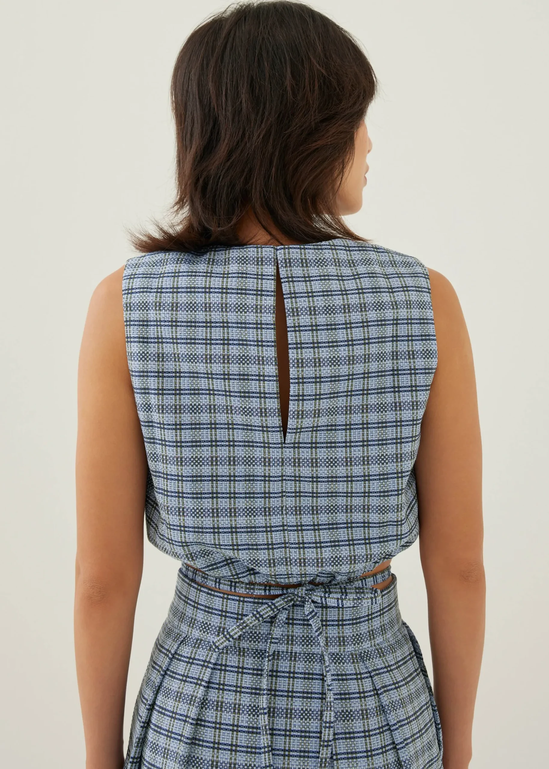 Larson Textured Gingham Crop Top