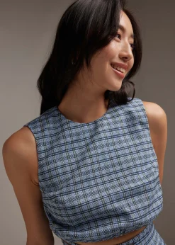 Larson Textured Gingham Crop Top