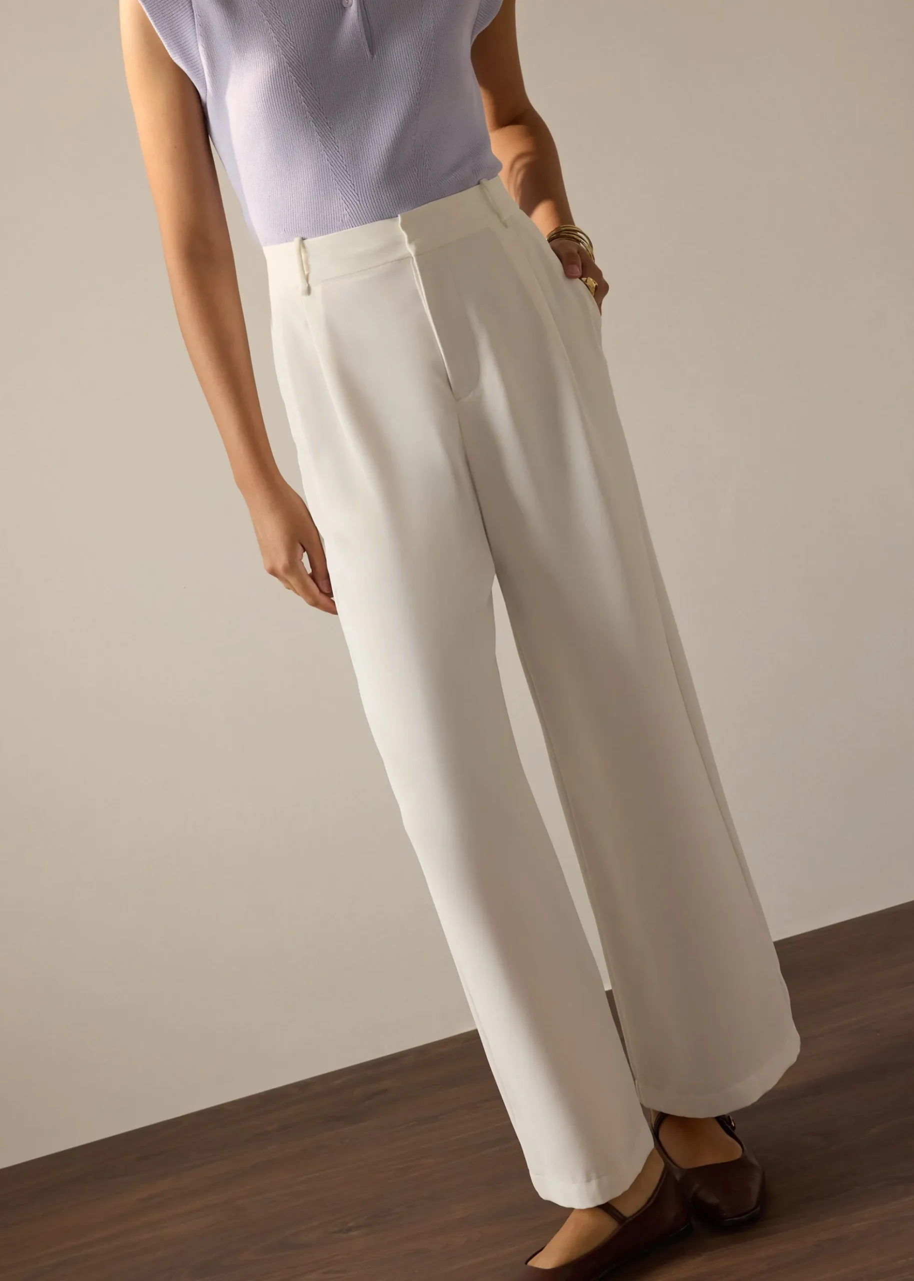 Leggy™ Alma Elastic Crepe High Waist Straight Leg Pants