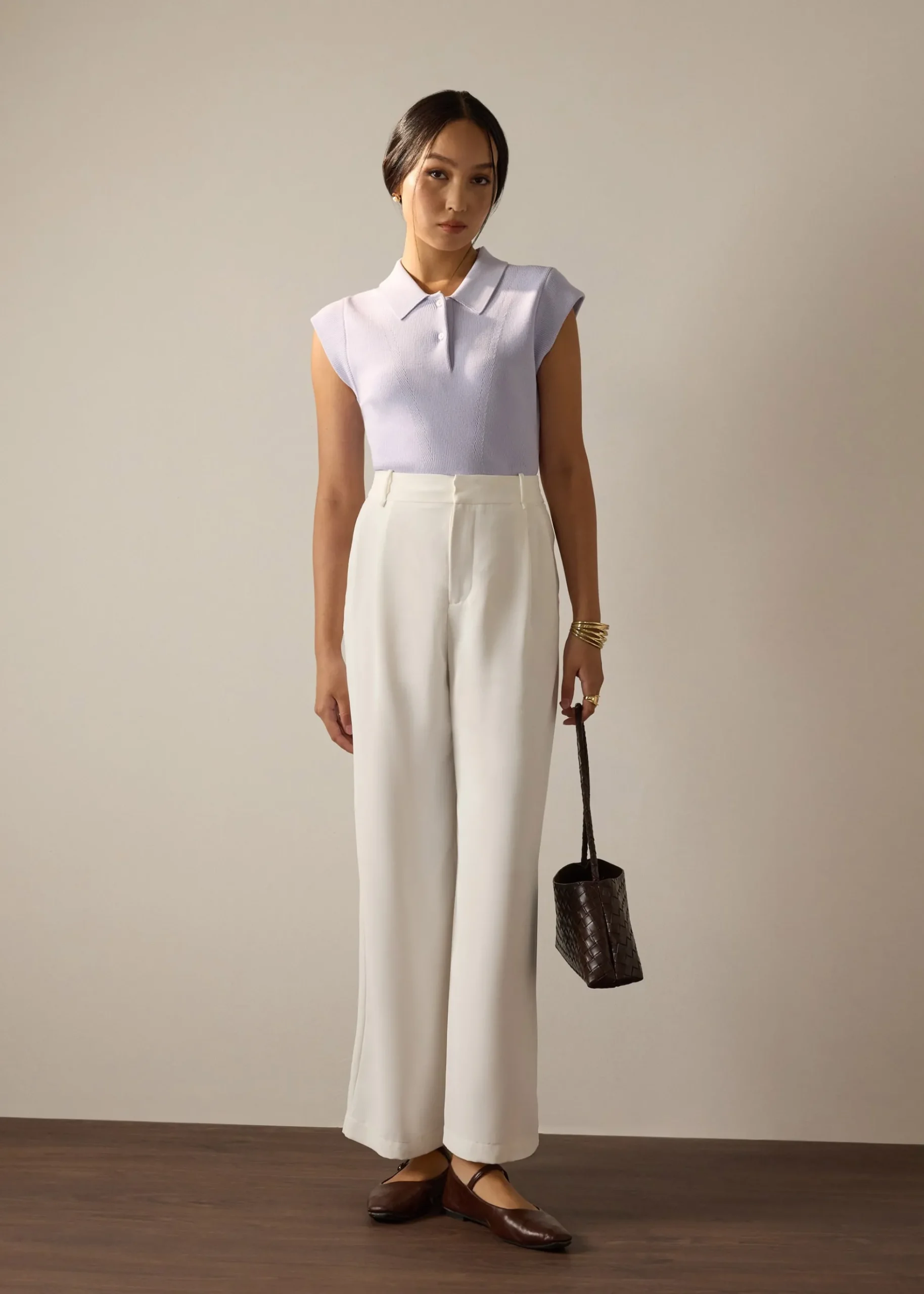 Leggy™ Alma Elastic Crepe High Waist Straight Leg Pants