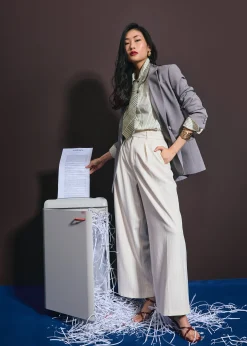 Leggy™ Andy Tailored Pinstripe Super High Waist Straight Leg Pants