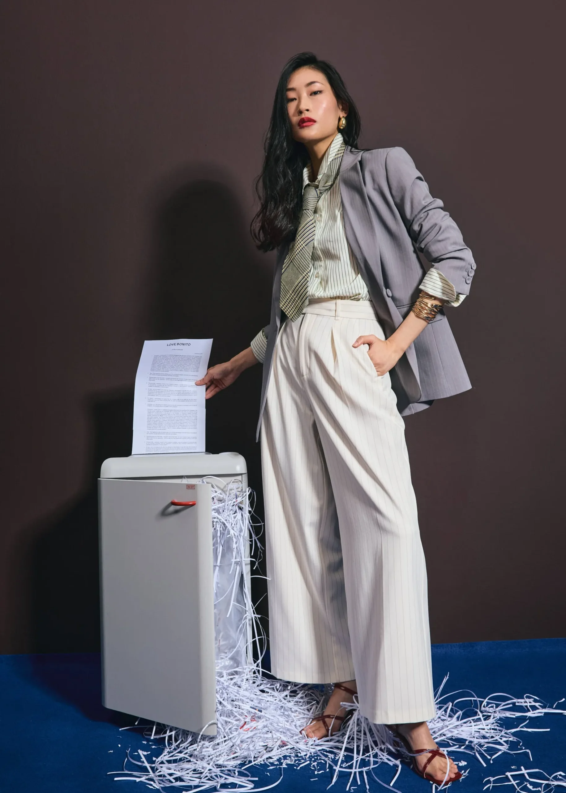 Leggy™ Andy Tailored Pinstripe Super High Waist Straight Leg Pants