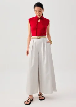 Leggy™ Belted Cotton Wide Leg Pants