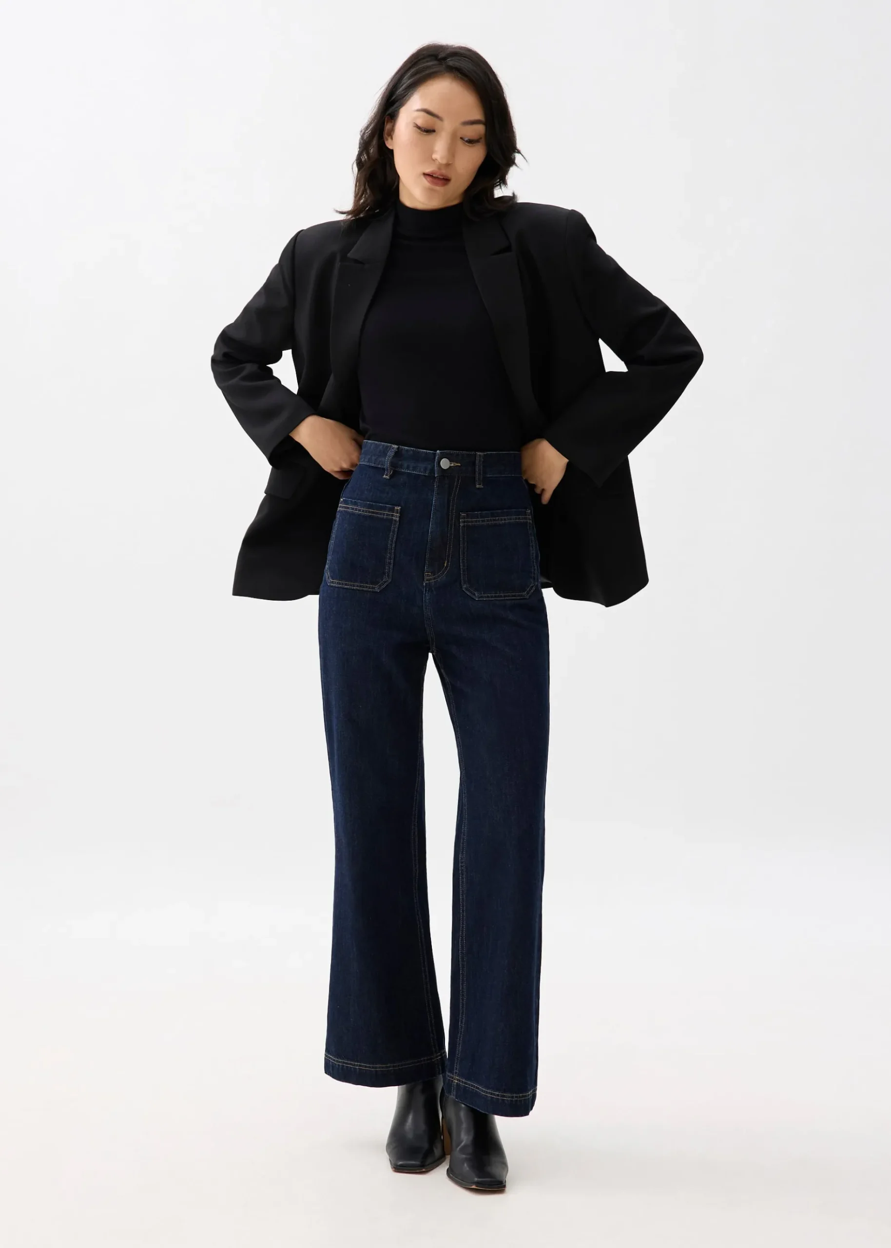 Leggy™ Denim High Waist Flare Sailor Jeans