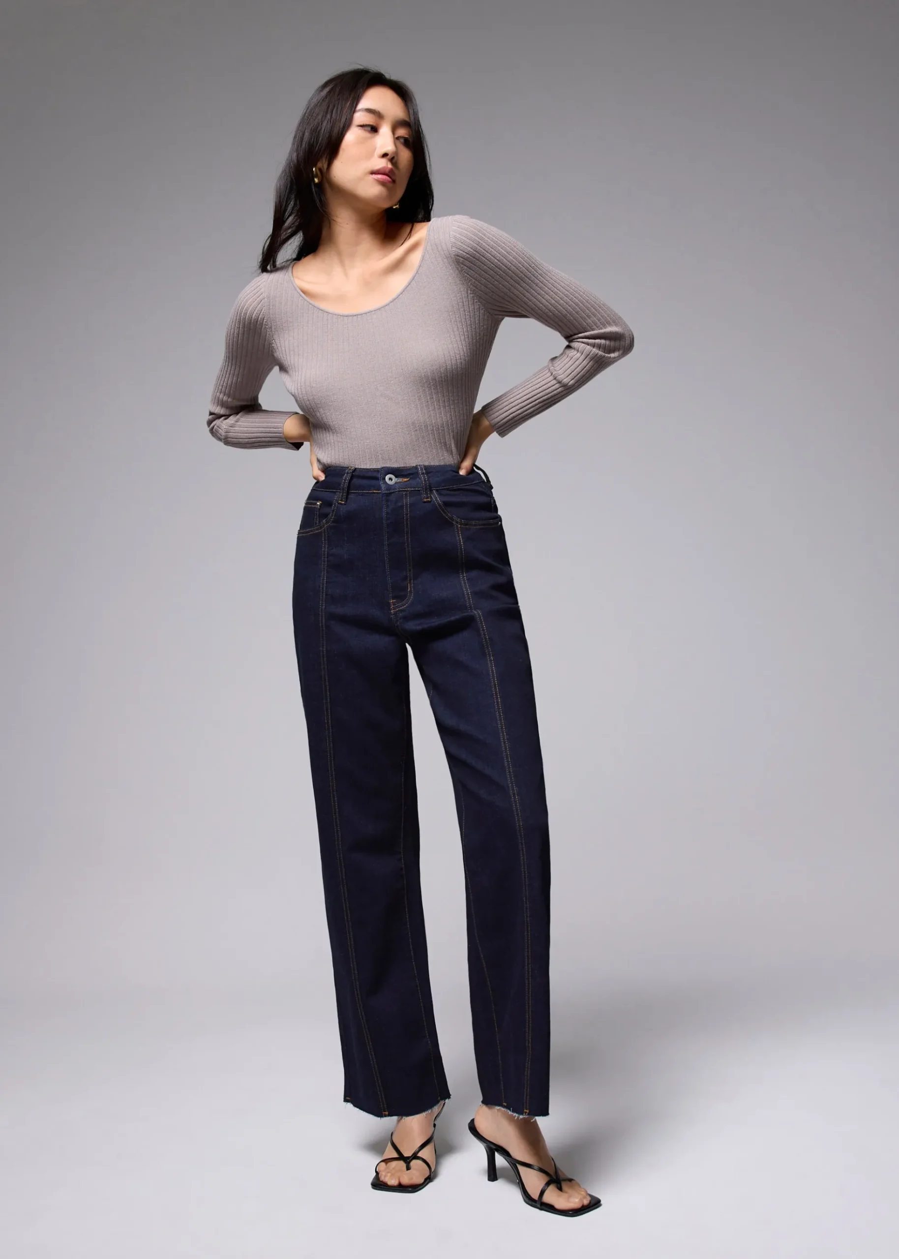 Leggy™ Denim Pintuck Straight Leg Jeans