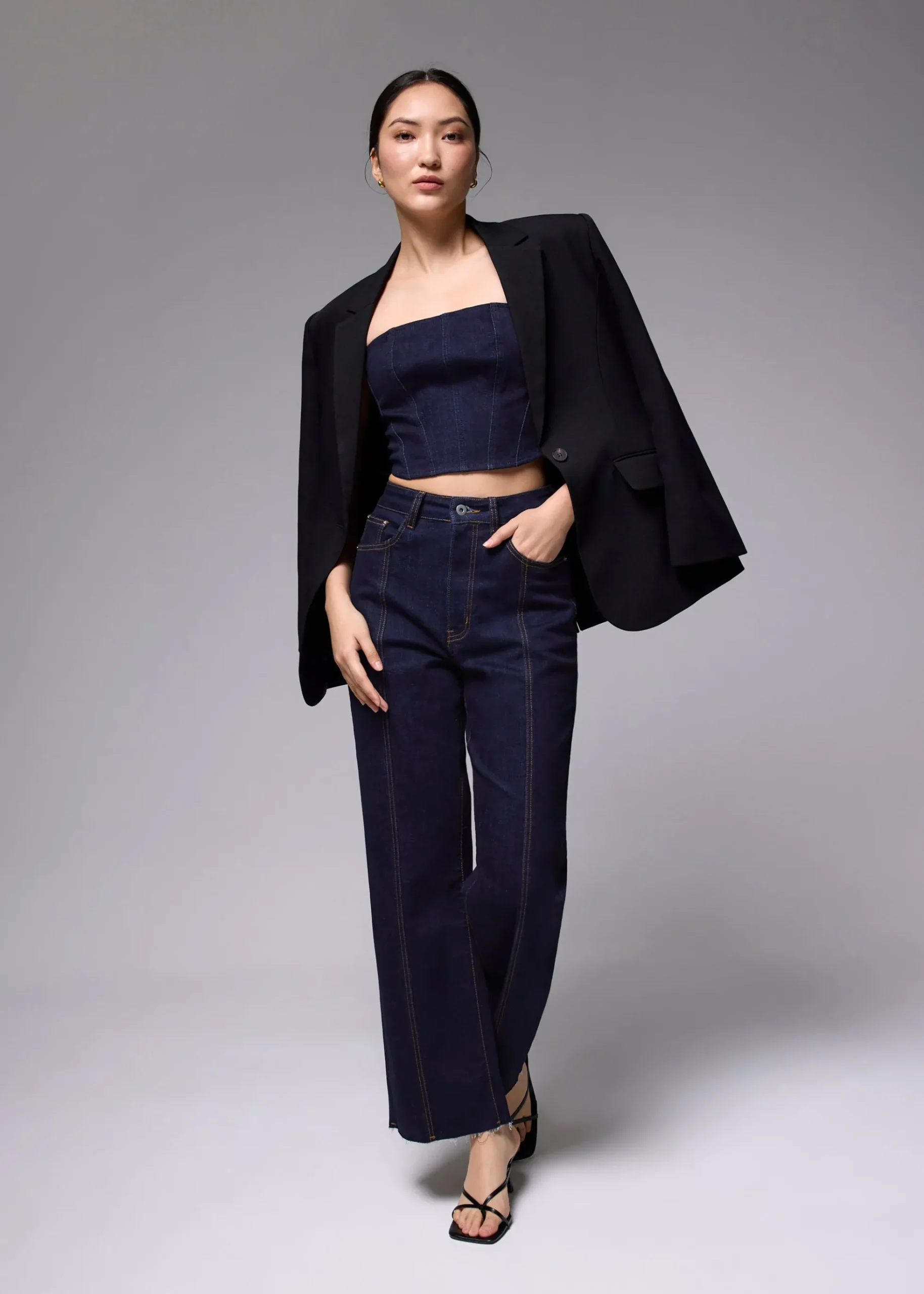 Leggy™ Denim Pintuck Straight Leg Jeans