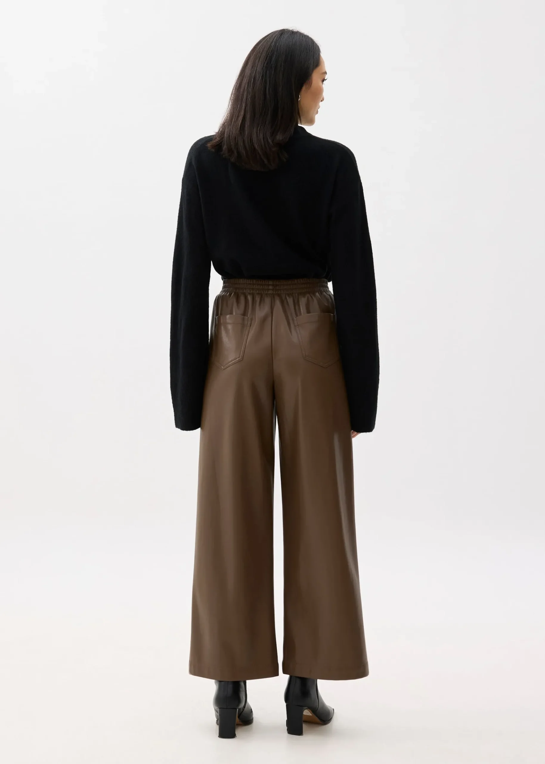 Leggy™ Elastic High Waist Vegan Leather Wide Leg Pants