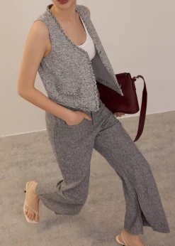 Leggy™ Elastic Tweed High Waist Kick Flare Pants