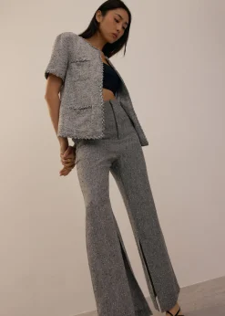 Leggy™ Elastic Tweed High Waist Kick Flare Pants