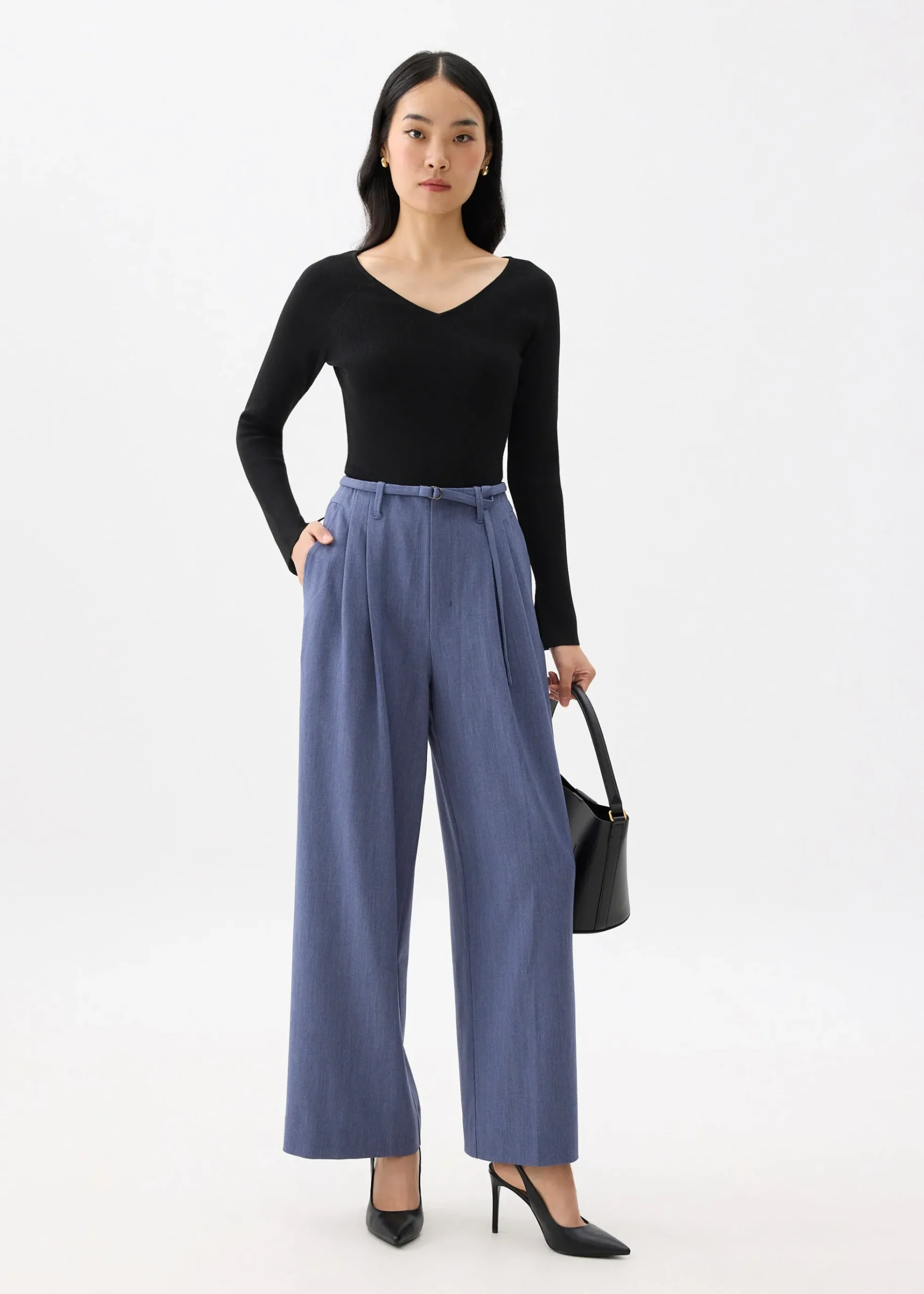 Leggy™ Mayumi Elastic Pleated Wide Leg Pants