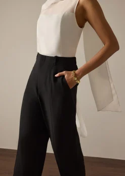 Leggy™ Pia Adjustable Hem Elastic Melange Straight Leg Pants