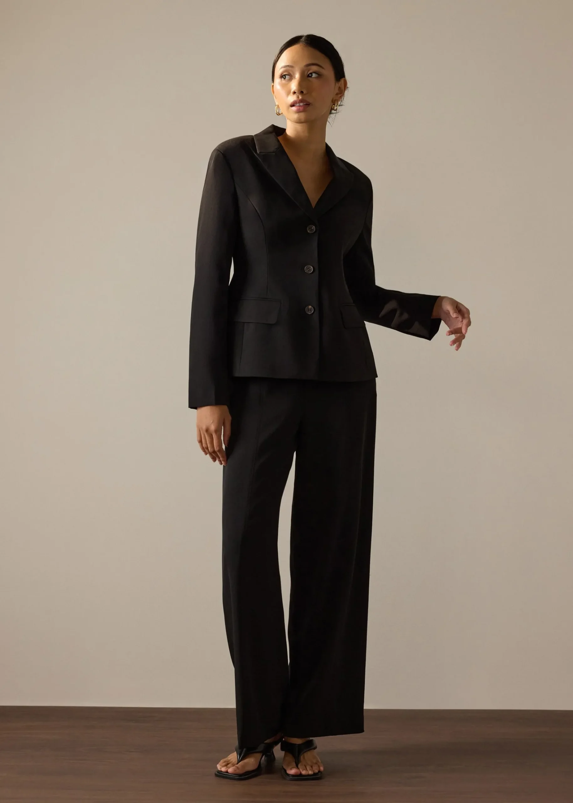 Leggy™ Pia Adjustable Hem Elastic Melange Straight Leg Pants