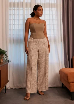Leggy™ Tweed High Waist Wide Leg Pants