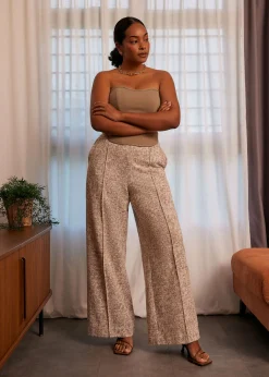 Leggy™ Tweed High Waist Wide Leg Pants