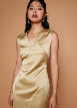 Lei Asymmetric Satin Midaxi Dress