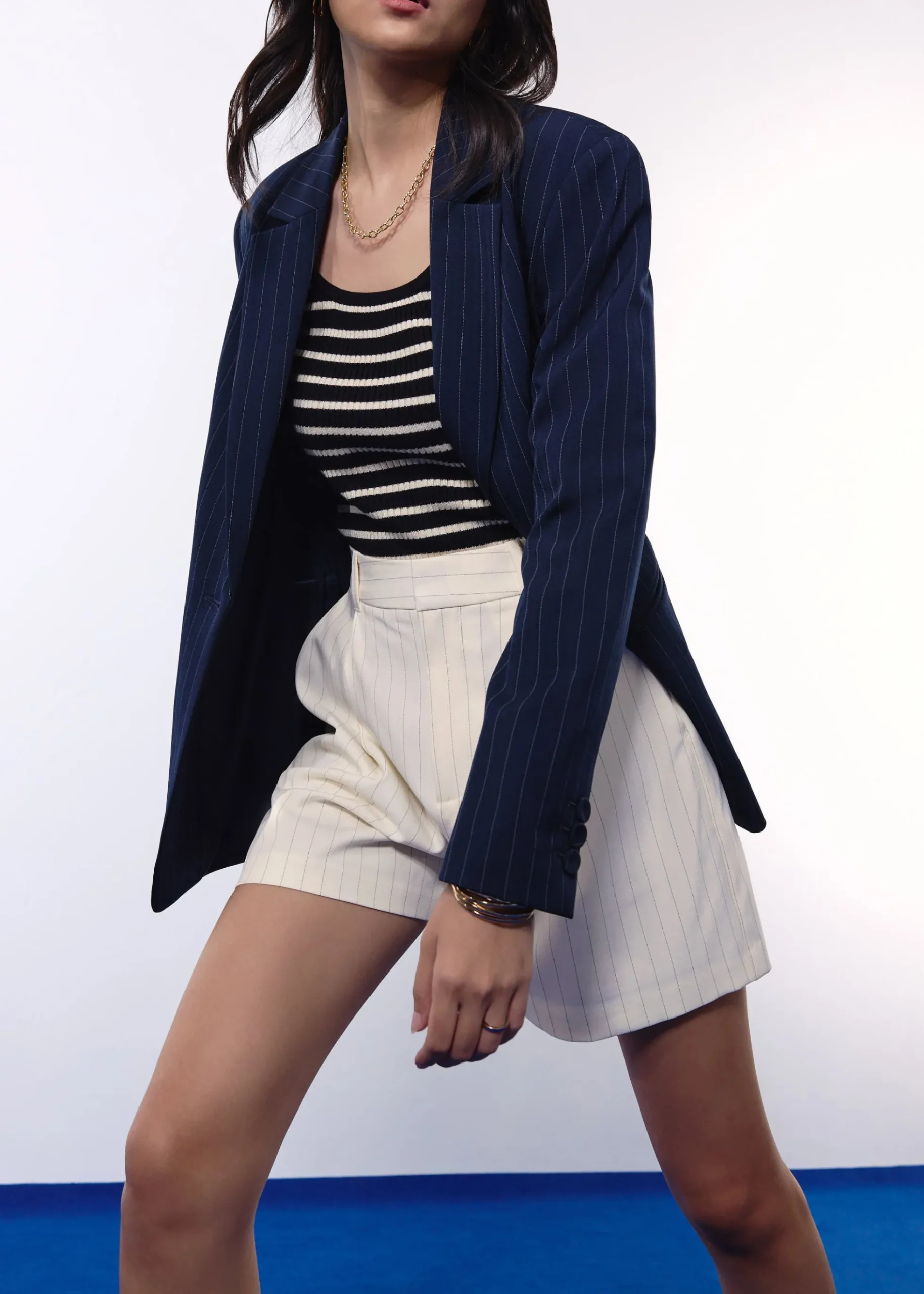 Lei Elastic Tailored Pinstripe Bermuda Shorts