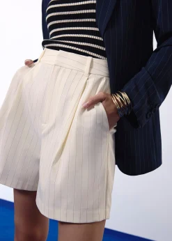 Lei Elastic Tailored Pinstripe Bermuda Shorts