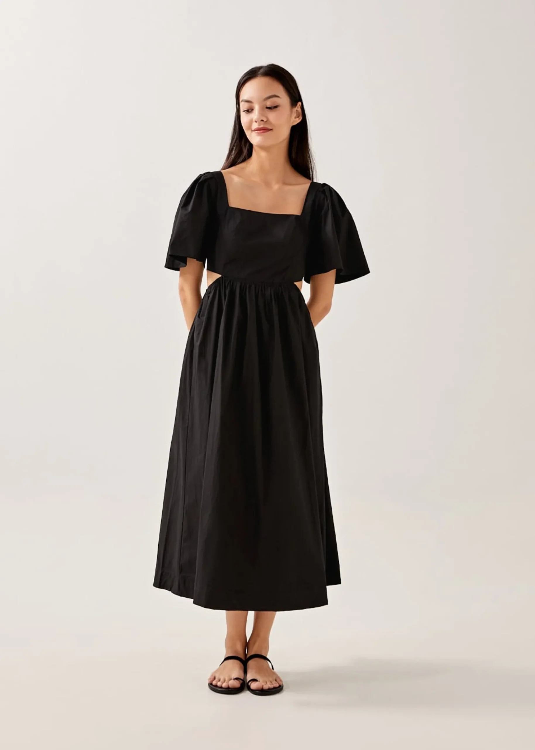 Leia Elastic Fit & Flare Midi Dress