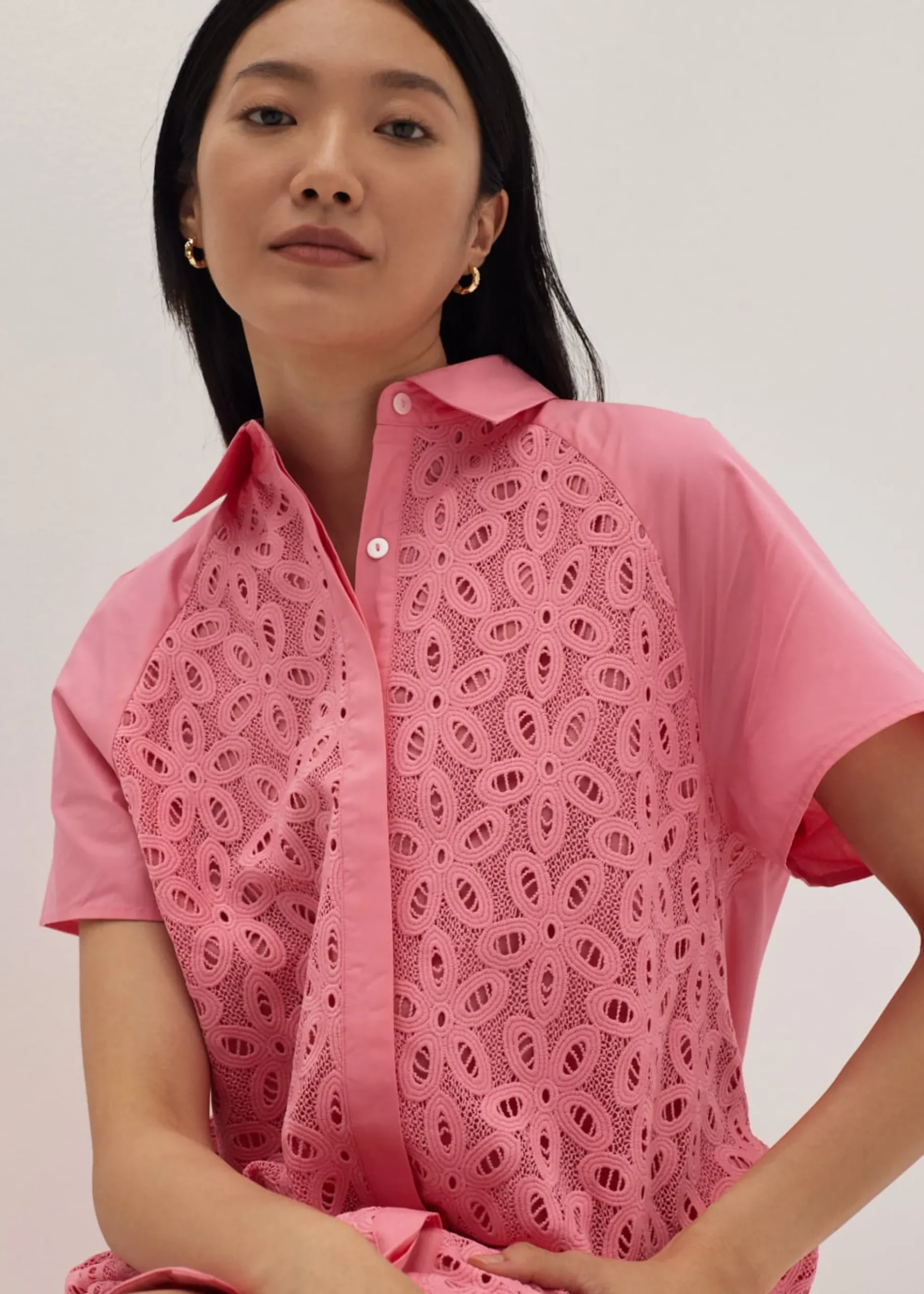 Letizia Mixed Fabric Shirt Dress
